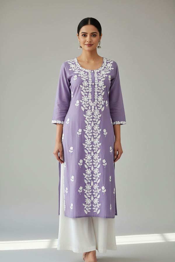 Lavender floral kurta