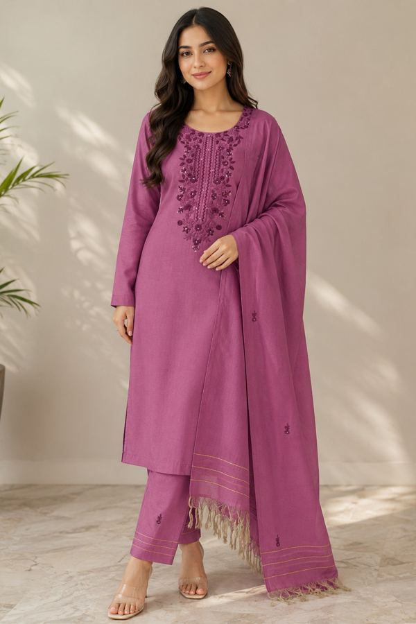 Orchid embroidered suit