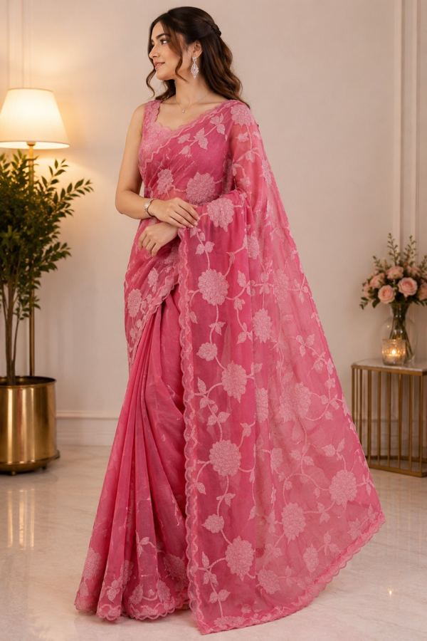 Rose floral saree