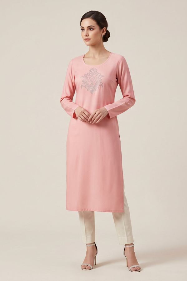 Pink stone-work kurta